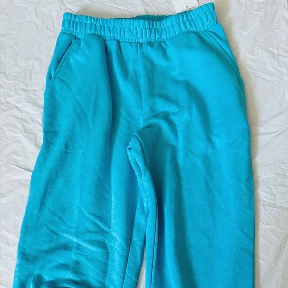 Split leg style bright blue jogger sweatpants - Picture 2 of 6